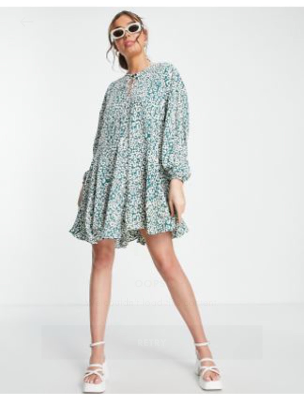 Girls' Teal and White Animal Print Swing Dress